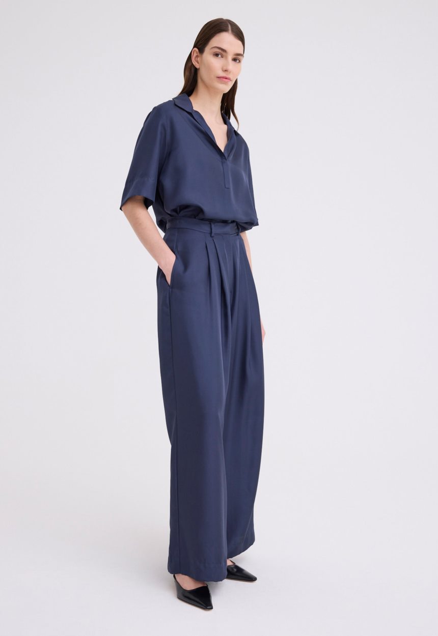 Jac + Jack Poirot Silk Twill Pant - Sly Blue